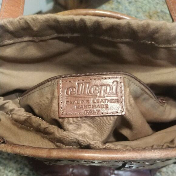 ELLEPI HAND BAG PURSE. Brown Leather Hand-made in Italy Nice - Picture 10 of 12